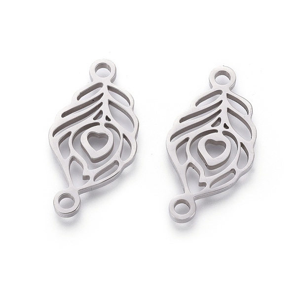 

PandaHall 304 Stainless Steel Links, Manual Polishing, Peacock Feather, Stainless Steel Color, 22x11x1.5mm, Hole: 1.8mm 304 Stainless Steel...
