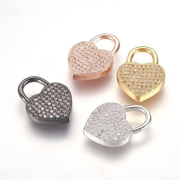 

PandaHall Brass Micro Pave Cubic Zirconia Pendants, Heart Padlock, Mixed Color, 20x14x3.5mm, Hole: 6x6.5mm Brass+Cubic Zirconia Lock..., Multicolor