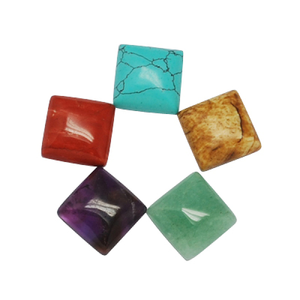 

PandaHall Gemstone Cabochons, Mixed Stone, Square, Mixed Color, 16x16x6mm Mixed Stone Square Multicolor