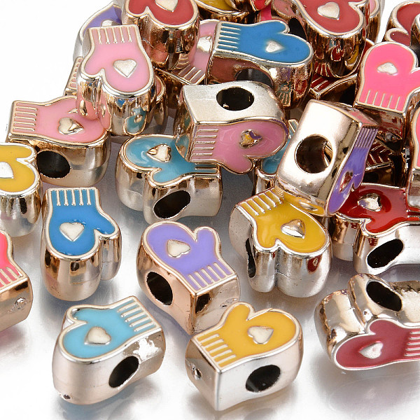 

PandaHall UV Plating Acrylic European Beads, with Enamel, Large Hole Beads, Mixed Color, Glove, Light Gold, 13x10x8mm, Hole: 4mm Acrylic..., Multicolor