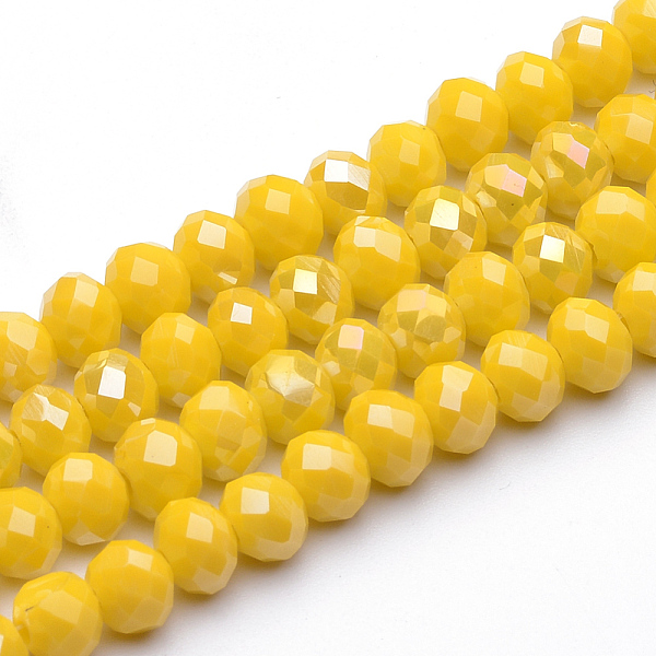 

PandaHall Electroplate Glass Faceted Rondelle Bead Strands, AB Color Plated, Gold, 10x7mm, Hole: 1mm, about 72pcs/strand, 19.8 inch Glass...