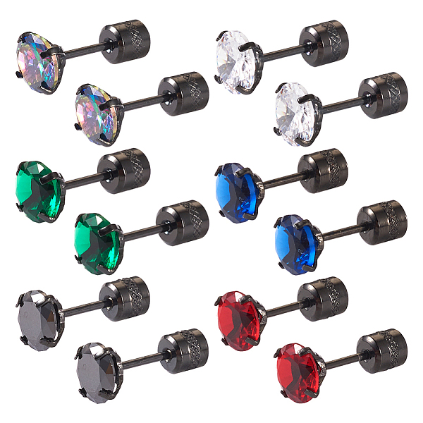 Pandahall 12 Stück 6 Farben Zirkonia Diamant Ohrstecker