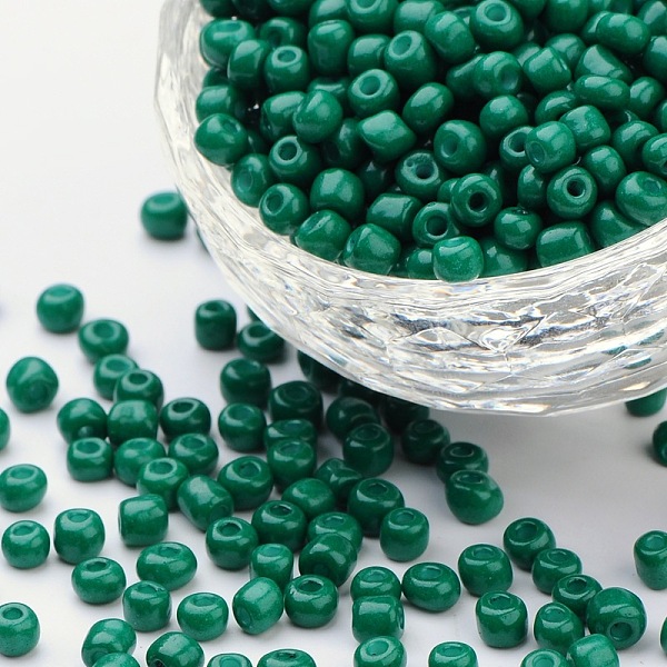 

PandaHall Baking Paint Glass Seed Beads, Teal, 6/0, 4~5x3~4mm, Hole: 1~2mm, about 4500pcs/bag Glass Cyan