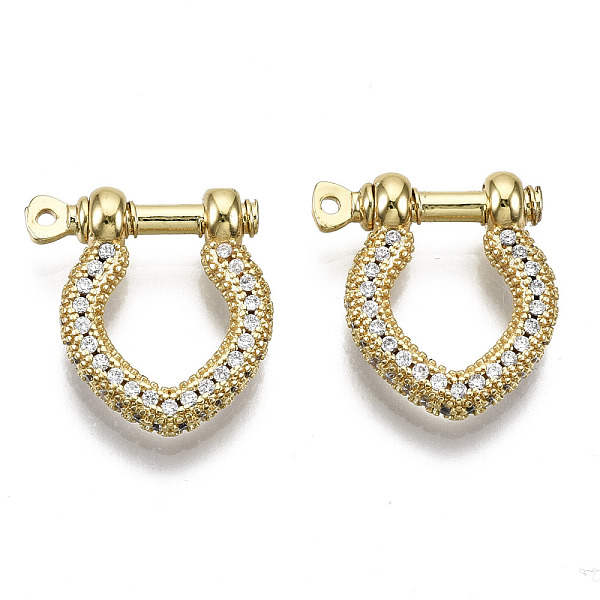 

PandaHall Brass Micro Pave Clear Cubic Zirconia D-Ring Anchor Shackle Clasps, for Bracelets Making, Nickel Free, Real 16K Gold Plated...