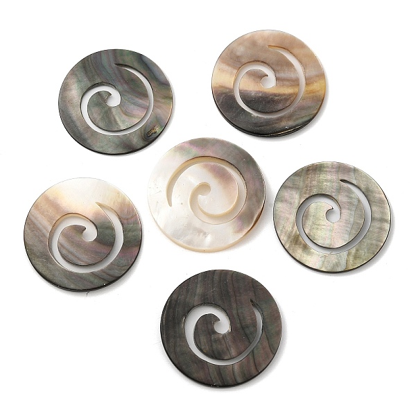 

PandaHall Natural Black Lip Shell Vortex Cabochons, Flat Round, Black, 35x1.5~4mm Black Lip Shell Flat Round Black