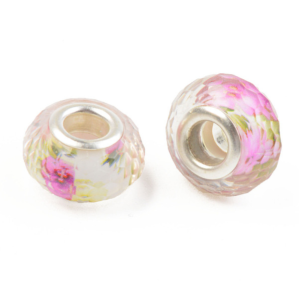 

PandaHall Resin European Beads, Large Hole Beads, with Silver Color Plated Brass Cores, Faceted, Rondelle, Violet, 14x9mm, Hole: 5mm..., Purple