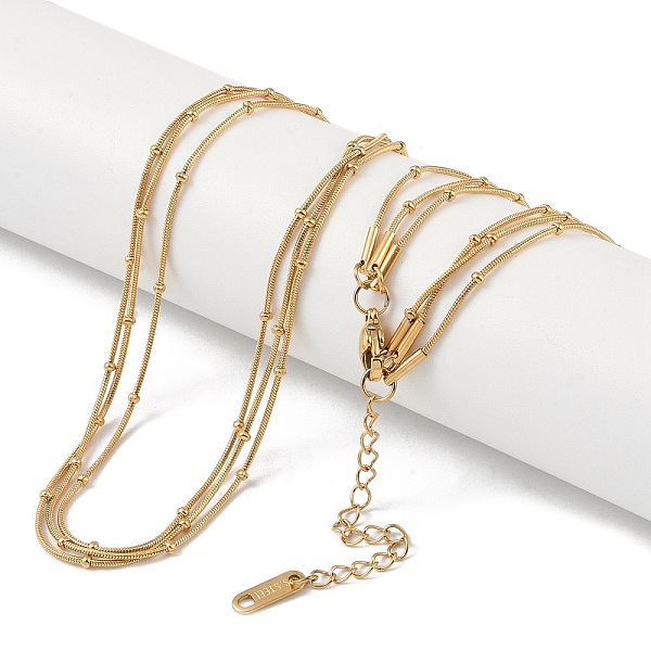 

PandaHall 304 Stainless Steel Tiered Necklaces, 3 Layer Necklaces for Women, Real 18K Gold Plated, 17.13 inch(43.5cm) 304 Stainless Steel