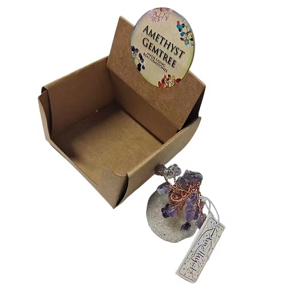 

PandaHall Natural Amethyst Chips Tree Decorations, Gemstone Base with Copper Wire Feng Shui Energy Stone Gift for Home Office Desktop...