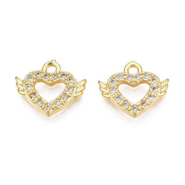 

PandaHall Brass Micro Pave Cubic Zirconia Charms, Real 18K Gold Plated, Heart with Wing, Clear, 9.5x11x1.5mm, Hole: 1mm Brass+Cubic Zirconia...