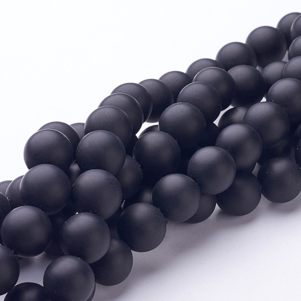 

PandaHall Natural Black Agate Beads Strands, Grade A, Frosted, Round, Dyed & Heated, 12mm, Hole: 1.5mm, about 33pcs/strand, 15.5 inch Black...