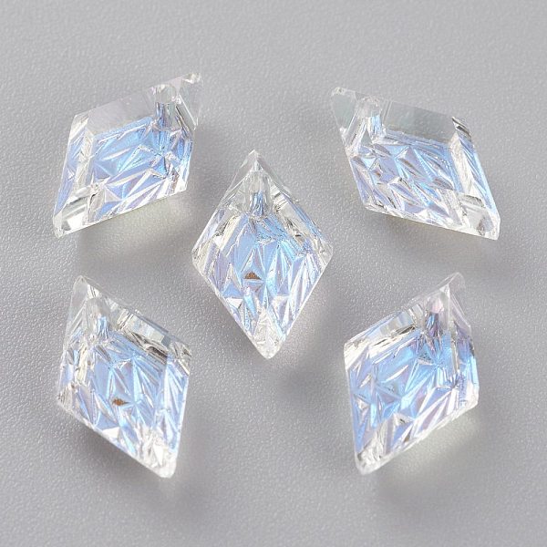

PandaHall Embossed Glass Rhinestone Pendants, Rhombus, Faceted, Crystal Shimmer, 13x8x4.2mm, Hole: 1.2mm Glass Rhombus Clear
