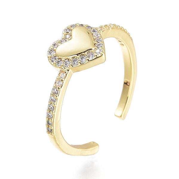 

PandaHall Brass Micro Pave Clear Cubic Zirconia Cuff Rings, Open Rings, Long-Lasting Plated, Heart, Golden, US Size 7(17.3mm) Brass+Cubic...