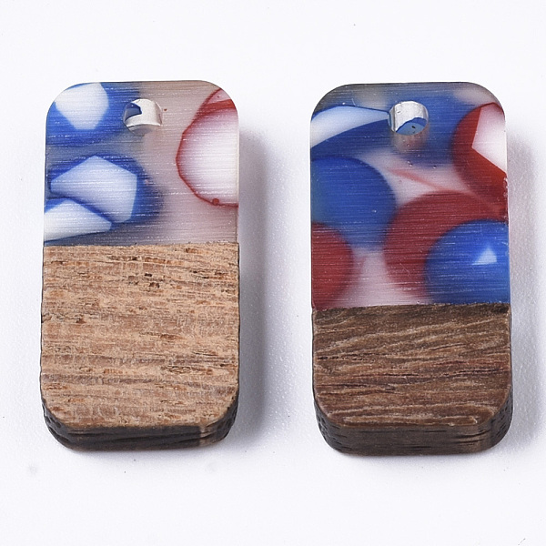 

PandaHall Two-tone Transparent Resin & Walnut Wood Pendants, Waxed, Rectangle, Royal Blue, 20.5x10x3~4mm, Hole: 2mm Resin+Wood Rectangle...