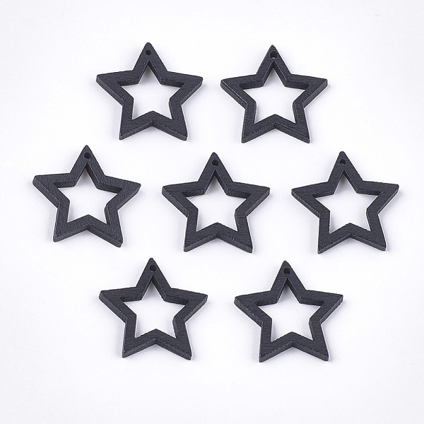 

PandaHall Painted Poplar Wood Pendants, Star, Black, 24.5~25x24.5x2.5mm, Hole: 1.2mm Wood Star Black