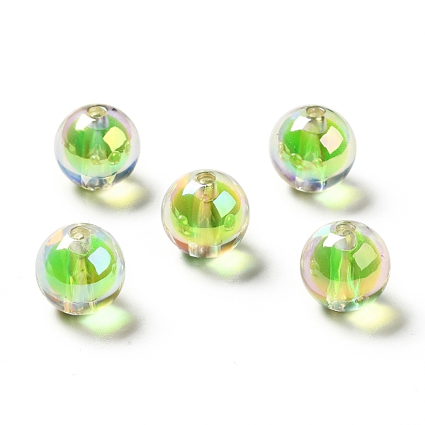 

PandaHall Two Tone UV Plating Rainbow Iridescent Acrylic Beads, Round, Lime Green, 15~15.5x15.5~16mm, Hole: 3~3.1mm Acrylic Round Green