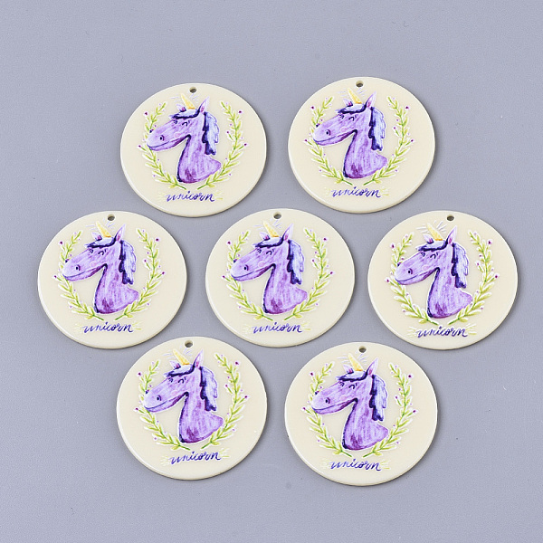 

PandaHall Acrylic Pendants, 3D Printed, Flat Round, Unicorn Pattern, Blue Violet, 40x2.5mm, Hole: 1.8mm Acrylic Flat Round Purple