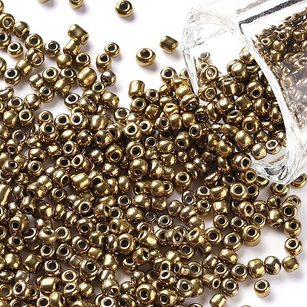

PandaHall 8/0 Glass Seed Beads, Metallic Colours, Camel, 3mm, Hole: 1mm, about 10000pcs/pound Glass Brown
