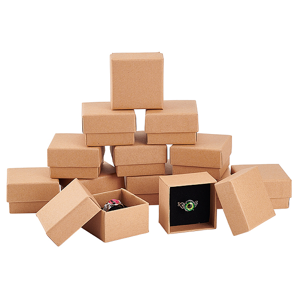 

PandaHall BENECREAT 24 Pack Ring Box 5x5x3cm Kraft Brown Square Cardboard Jewelry Boxes Small Gift Box for Wedding Party Birthdays Paper..., Orange