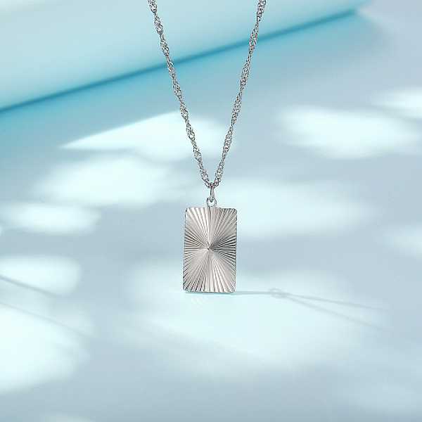 

PandaHall Stainless Steel Pendant Necklaces, Rectangle Tag, Stainless Steel Color, 16.54 inch(42cm) Stainless Steel Rectangle