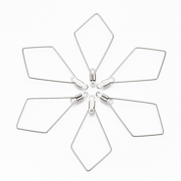 

PandaHall 304 Stainless Steel Wire Pendants, Hoop Earring Findings, Kite, Stainless Steel Color, 18 Gauge, 39.5x20.5x1mm, Hole: 1.2mm 304...