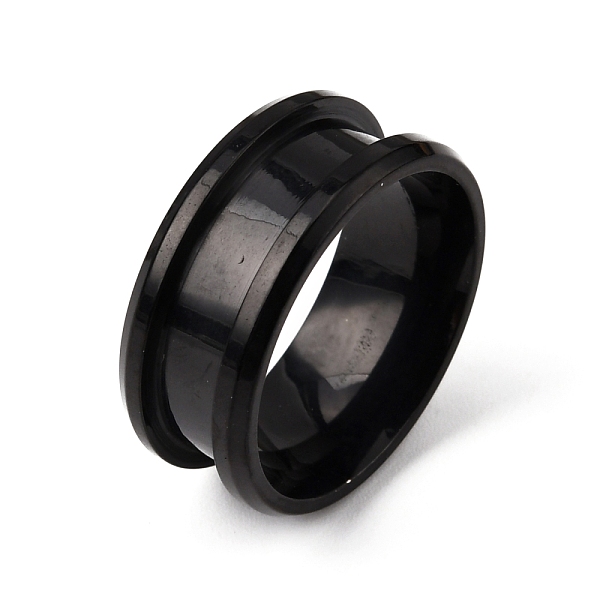 

PandaHall 201 Stainless Steel Grooved Finger Ring Settings, Ring Core Blank, for Inlay Ring Jewelry Making, Electrophoresis Black, Inner...
