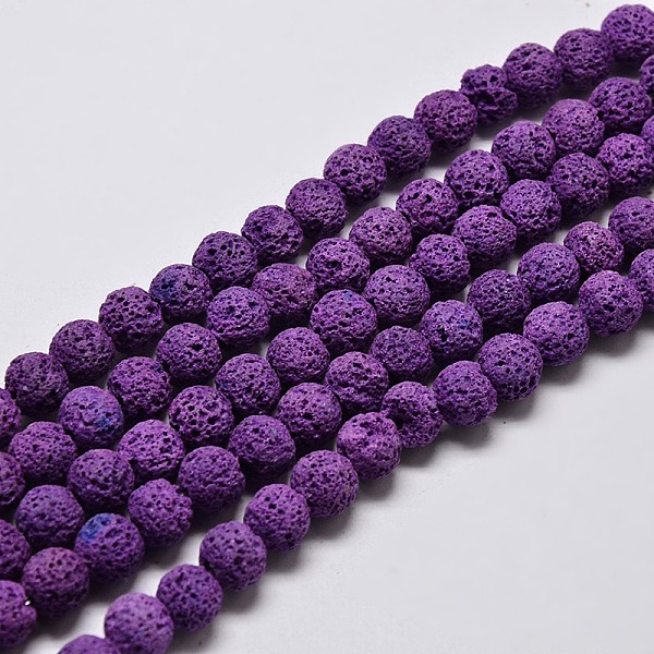 

PandaHall Natural Lava Rock Round Bead Strands, Dyed, Blue Violet, 8mm, Hole: 1mm, about 50pcs/strand, 15.7 inch Lava Rock Round Purple