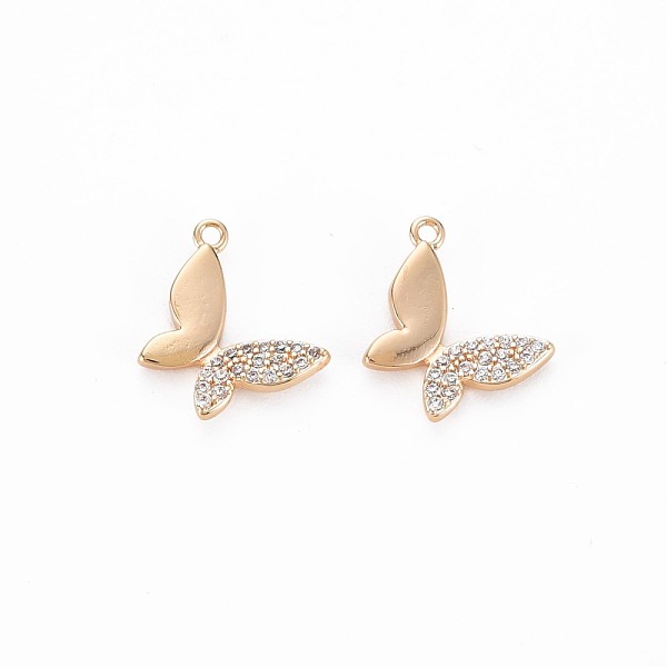 

PandaHall Brass Micro Pave Clear Cubic Zirconia Charms, Nickel Free, Butterfly, Real 18K Gold Plated, 13x11x1.5mm, Hole: 1mm Brass+Cubic...
