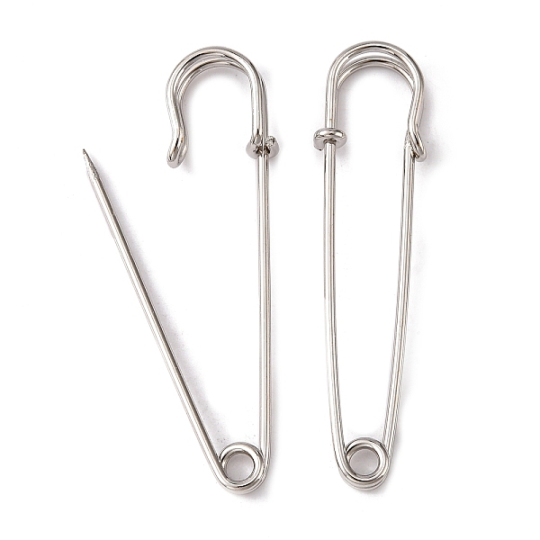 

PandaHall Iron Kilt Pins Brooch clasps jewelry findings, Platinum, 50x13mm, pin: 1.5mm Iron
