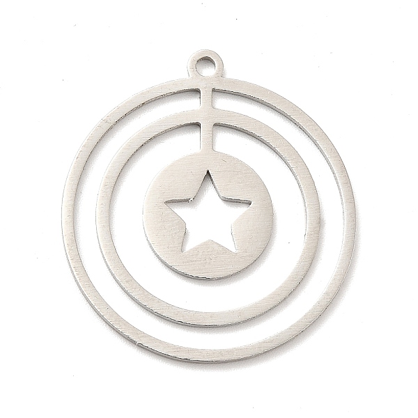 

PandaHall 201 Stainless Steel Pendants, Flat Round with Star, Stainless Steel Color, 29.5x27x1mm, Hole: 1.6mm 201 Stainless Steel Star