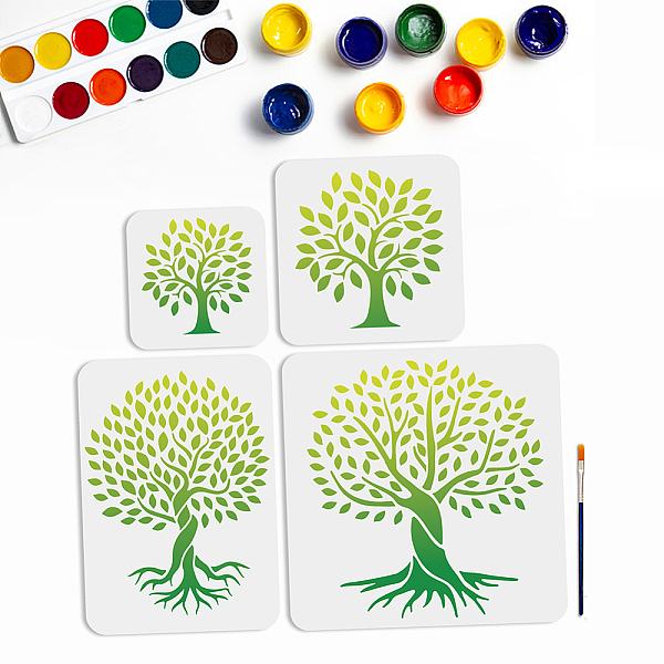 

PandaHall MAYJOYDIY US 1 Set PET Hollow Out Drawing Painting Stencils, with 1Pc Art Paint Brushes, for DIY Scrapbook, Photo Album, Tree...