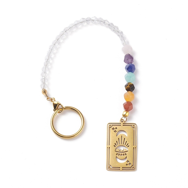 

PandaHall 201 & 304 Stainless Steel Chakra Theme Rectangle & Eye Pendant Decorates, with Natural Gemstone, Glass Beads and Brass & Iron...