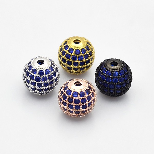 

PandaHall CZ Brass Micro Pave Grade AAA Blue Color Cubic Zirconia Round Beads, Cadmium Free & Nickel Free & Lead Free, Mixed Color, 6mm...