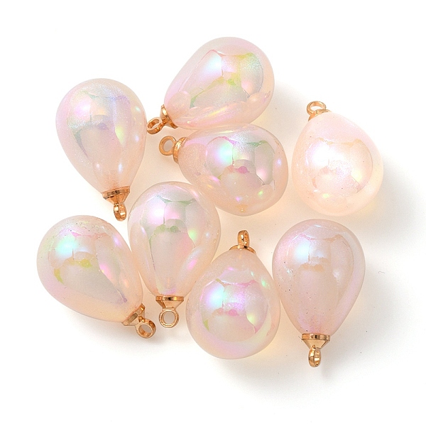 

PandaHall 8Pcs UV Plating Acrylic Pendants, with Light Gold Tone Brass Findings, Teardrop Charm, Misty Rose, 19.5x12mm, Hole: 1.6mm Acrylic...