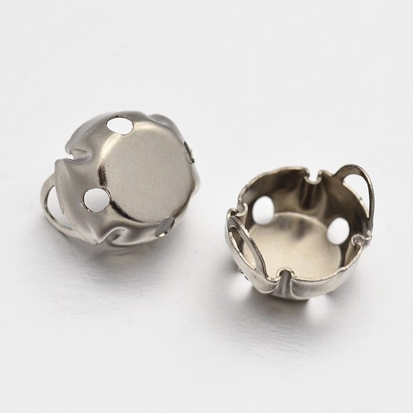 

PandaHall Round Brass Sew on Prong Settings, Claw Settings for Pointed Back Rhinestone, Platinum, 8x0.2mm, Fit for 8mm round cabochon, about...