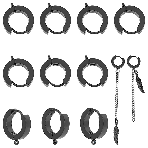 

PandaHall UNICRAFTALE 10pcs 15.5mm Huggie Hoop Earrings Gunmetal Stainless Steel Round Ring Earrings with Loop Hypoallergenic Dangle...