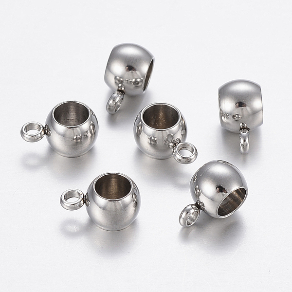 

PandaHall 304 Stainless Steel Tube Bails, Loop Bails, Bail Beads, Rondelle, Stainless Steel Color, 9x6.5x5mm, Hole: 1.5mm, Inner Diameter...