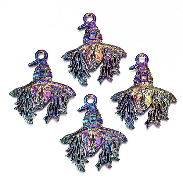 

PandaHall Alloy Big Pendants, Cadmium Free & Lead Free, Witch, Rainbow Color, 58x48x3.5mm, Hole: 5mm Alloy Human