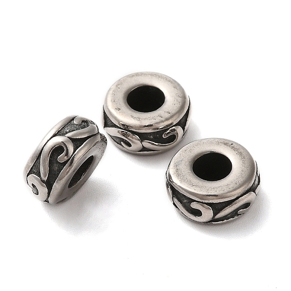 

PandaHall 304 Stainless Steel European Beads, Large Hole Beads, Rondelle, Antique Silver, 11.5x5mm, Hole: 4.5mm 304 Stainless Steel Rondelle