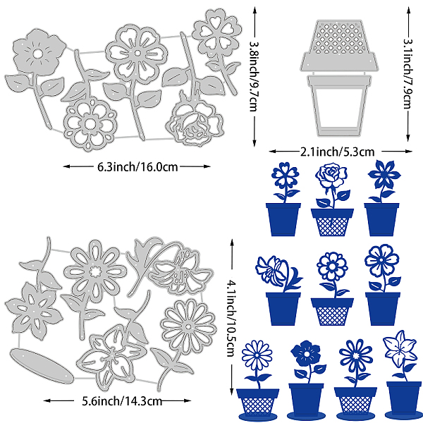 

PandaHall BENECREAT 3 Styles Potted Plant Dies 10 Pattern Flower 2 Pattern Flowerpot Carbon Steel Stencils for DIY Scrapbooking, Photo Album...