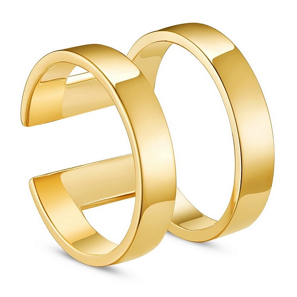 

PandaHall SHEGRACE Simple Fashion 925 Sterling Silver Cuff Rings, Open Rings, Real 24K Gold Plated, Size 8, 18mm Sterling Silver