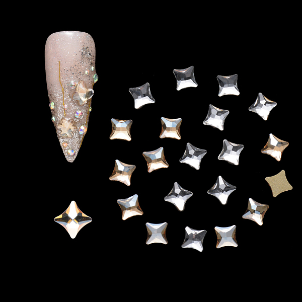 

PandaHall Flat Back Glass Rhinestone Cabochons, Nail Art Decoration Accessories, Faceted, Darts, Mixed Color, 8x8x2mm, Diagonal Length: 8mm..., Multicolor