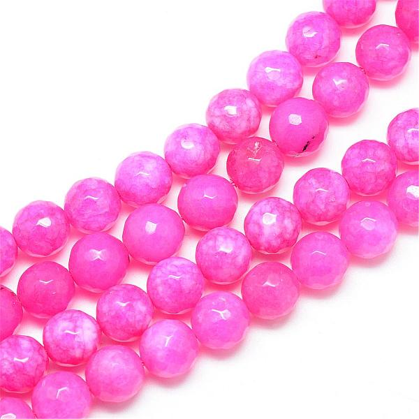 

PandaHall Natural White Jade Bead Strands, Dyed, Faceted, Round, Deep Pink, 8~9mm, Hole: 1mm, about 46pcs/strand, 14.76~14.96 inch...