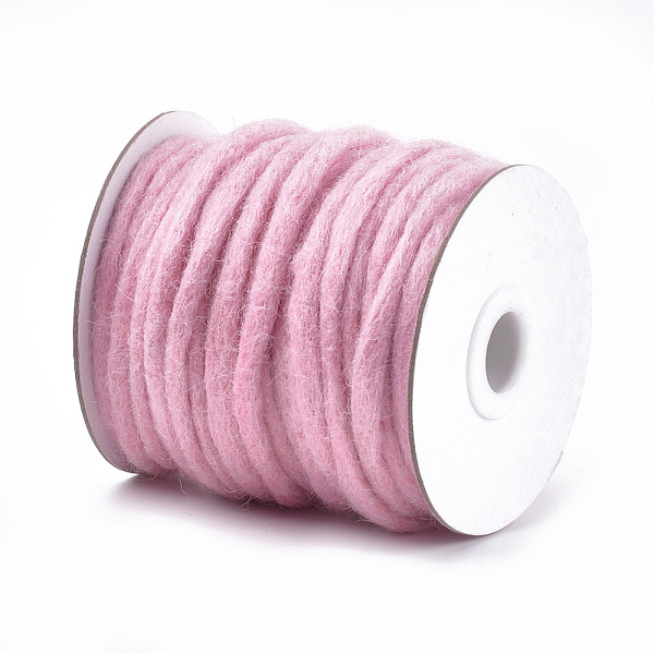 

PandaHall 100% Handmade Wool Yarn, Pink, 3~6mm, about 20m/roll Wool Pink