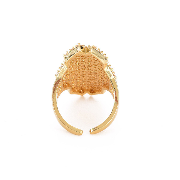 

PandaHall Brass Micro Pave Cubic Zirconia Cuff Rings, Open Rings for Women, Cadmium Free & Nickel Free & Lead Free, Real 18K Gold Plated..., Clear