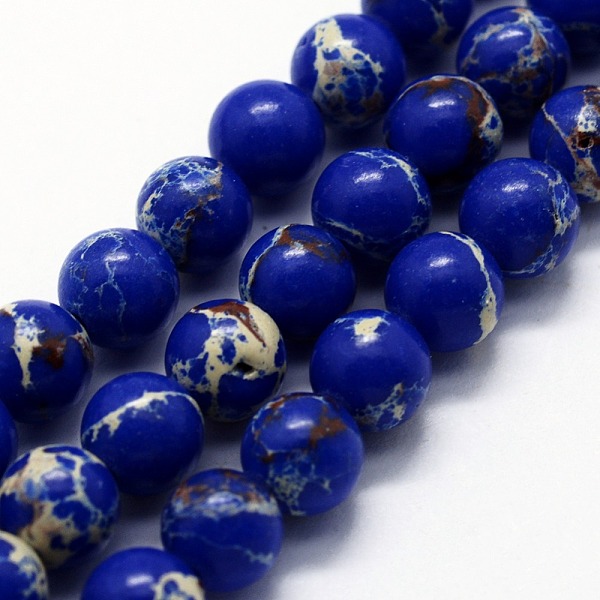 

PandaHall Synthetic Imperial Jasper Beads Strands, Dyed, Round, Medium Blue, 8mm, Hole: 0.8mm, about 47pcs/strand, 14.96 inch(38cm) Imperial...
