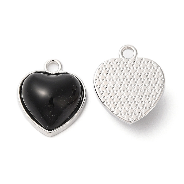 

PandaHall Alloy Pendants, Resin Heart Charms, Platinum, Black, 16.5x14x6.5mm, Hole: 2mm Alloy+Resin Heart Black