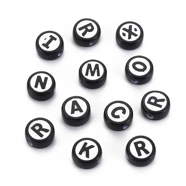 

PandaHall Opaque Acrylic Beads, Flat Round with Alphabet, White, 10x5mm, Hole: 2mm Acrylic Flat Round White