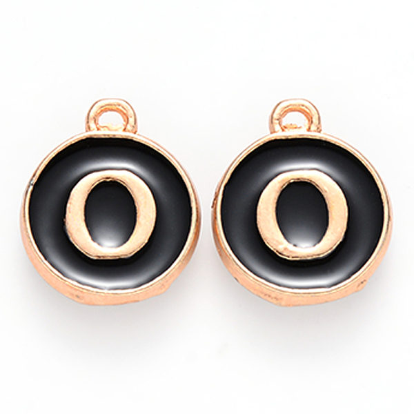 

PandaHall Golden Plated Alloy Charms, Cadmium Free & Lead Free, with Enamel, Enamelled Sequins, Flat Round with Letter, Black, Letter.O...