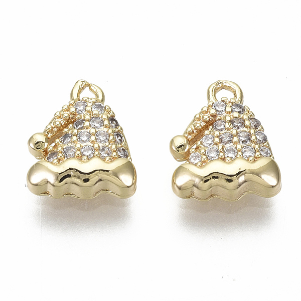 

PandaHall Brass Micro Pave Clear Cubic Zirconia Charms, Nickel Free, Christmas Hat, Real 18K Gold Plated, 9.5x8x2.5mm, Hole: 1mm Brass+Cubic...