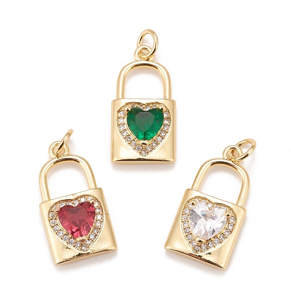 

PandaHall Brass Micro Pave Cubic Zirconia Pendants, Real 18K Gold Plated, Lead Free & Cadmium Free, Lock, Mixed Color, 20x11x5mm, Hole: 3mm..., Multicolor